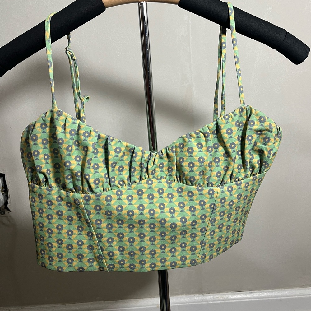 Zara PRINTED CORSETRY-INSPIRED CROP TOP
